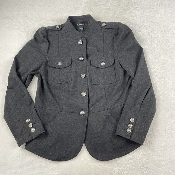 INC INTERNATIONAL CONCEPTS Women's Military Style Ponte Knit Jacket Large Gray - Picture 13 of 16